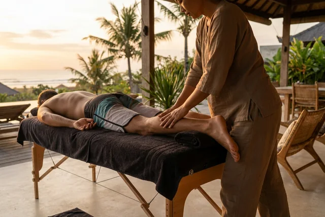 Calf and lower leg massage for surfers in Bali